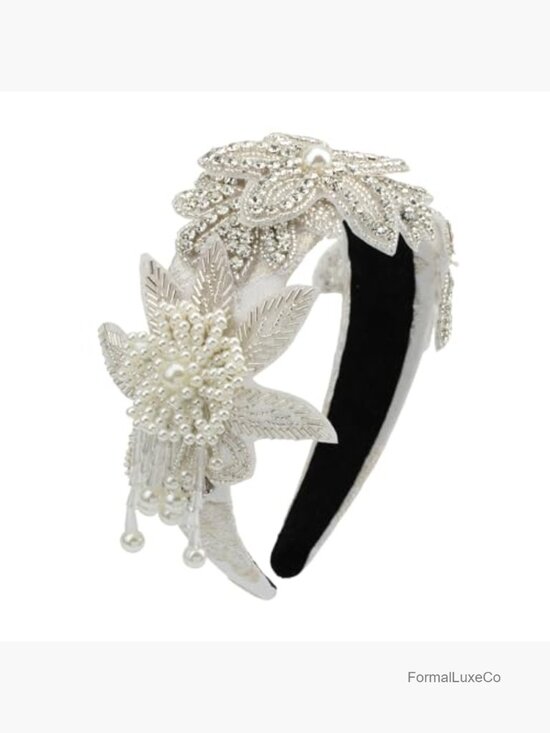 Crystal Flower Headband Pearl Bead Tassel Luxury Rhinestone Elegant Floral main image 6